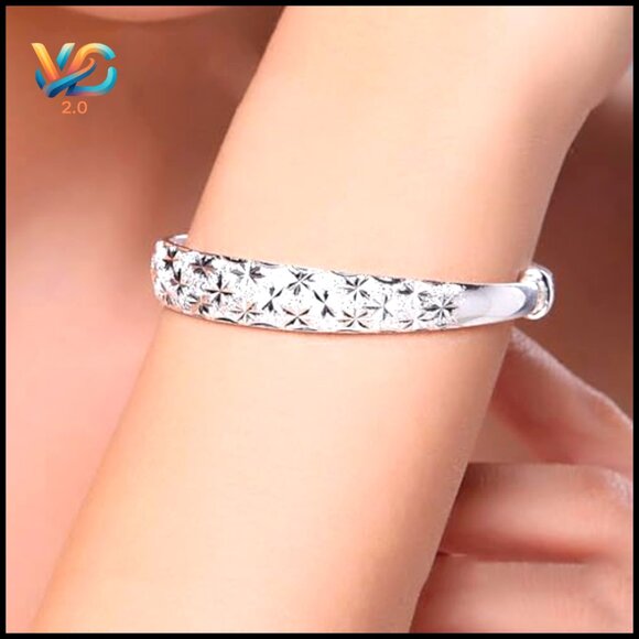 Sterling Silver Adjustable Bangle Bracelet Minimalist Stackable Jewelry - Picture 6 of 6